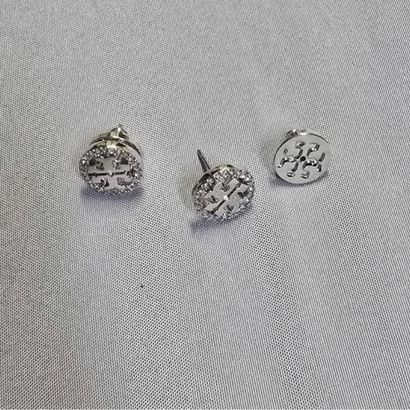 Tory Burch Crystal logo stud earrings NEW - Picture 3 of 5